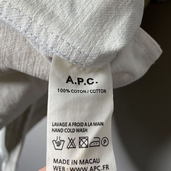 A.P.C. Rue Madame Paris Womens White-Washed Denim Jeans Jacket Button Front Sz M - Picture 6 of 6